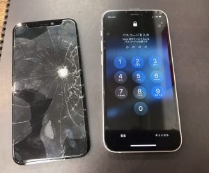 iPhone12miniガラス割れ 修理
