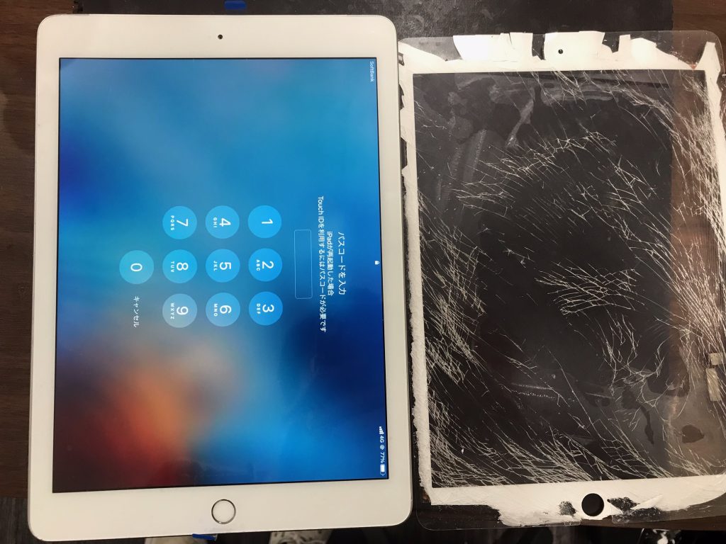 ガラスバキバキ iPad修理完了